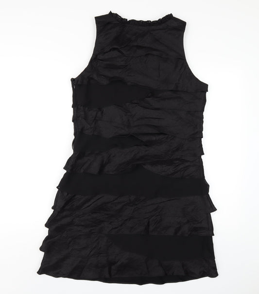 S.L. Fashion Womens Black Viscose A-Line Size 12 Round Neck Zip