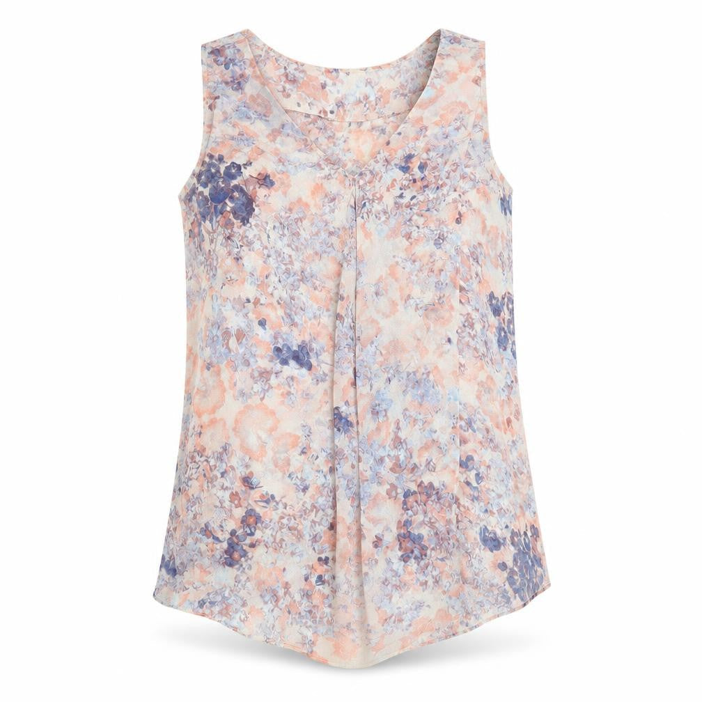 Warehouse Womens Multicoloured Geometric Polyester Basic Tank Size 12 V-Neck