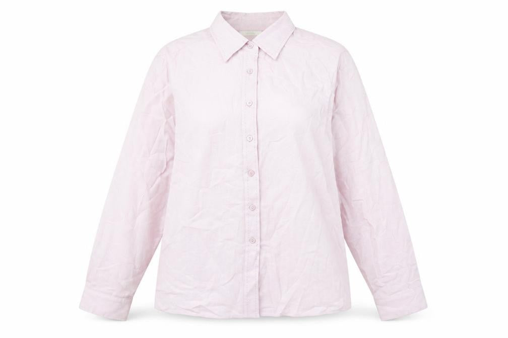 Marks & Spencer Womens Pink Viscose Basic Button-Up Size 16 Collared