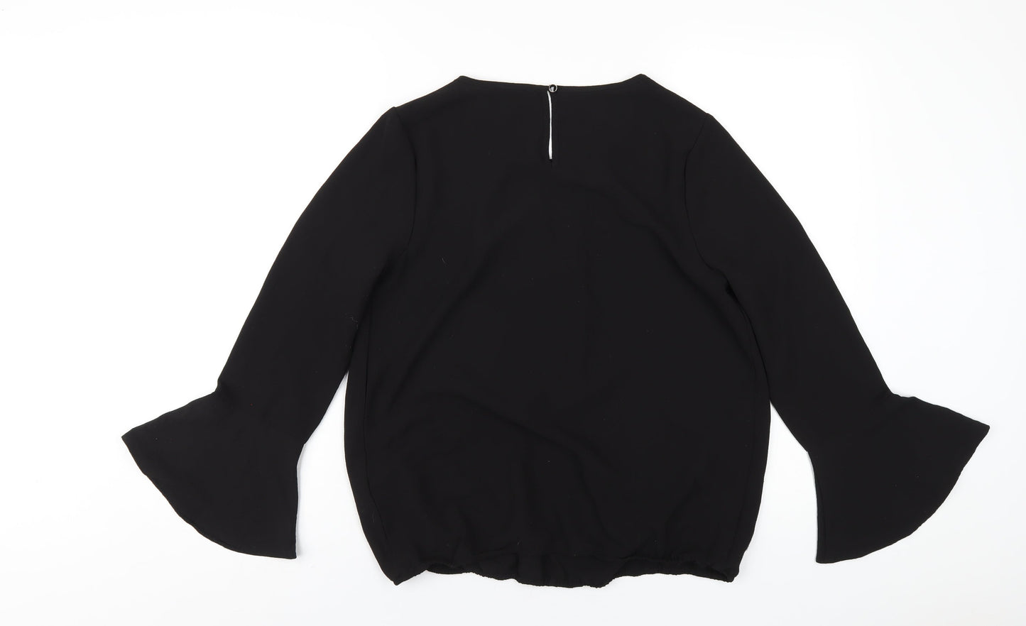 Klass Womens Black Polyester Basic T-Shirt Size 10 Boat Neck