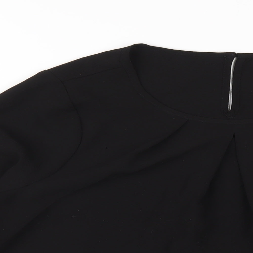 Klass Womens Black Polyester Basic T-Shirt Size 10 Boat Neck