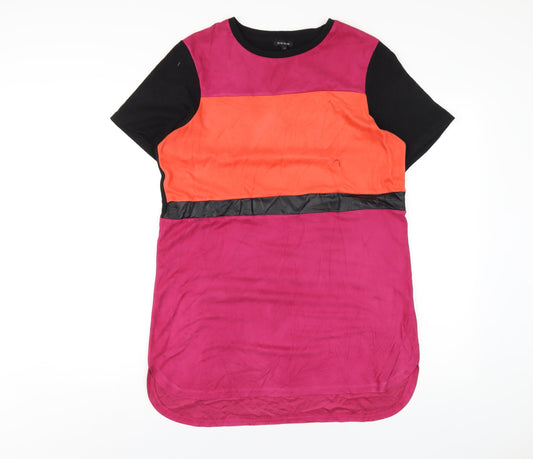 River Island Womens Multicoloured Polyamide T-Shirt Dress Size 10 Round Neck Pullover