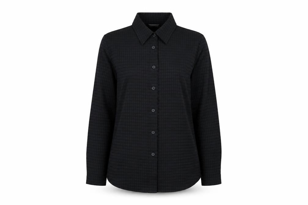 Marks and Spencer Womens Black Nylon Basic Button-Up Size 16 Collared