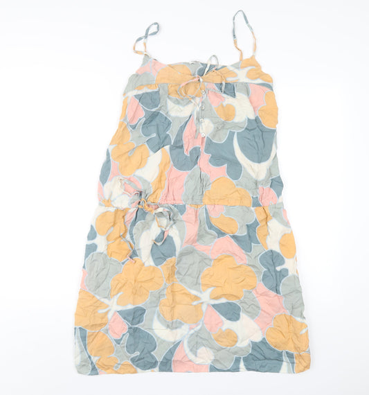 Marks and Spencer Womens Multicoloured Geometric Silk A-Line Size 8 Round Neck Pullover