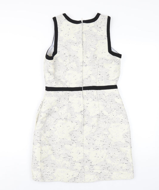H&M Womens White Polyester A-Line Size 8 Round Neck Zip