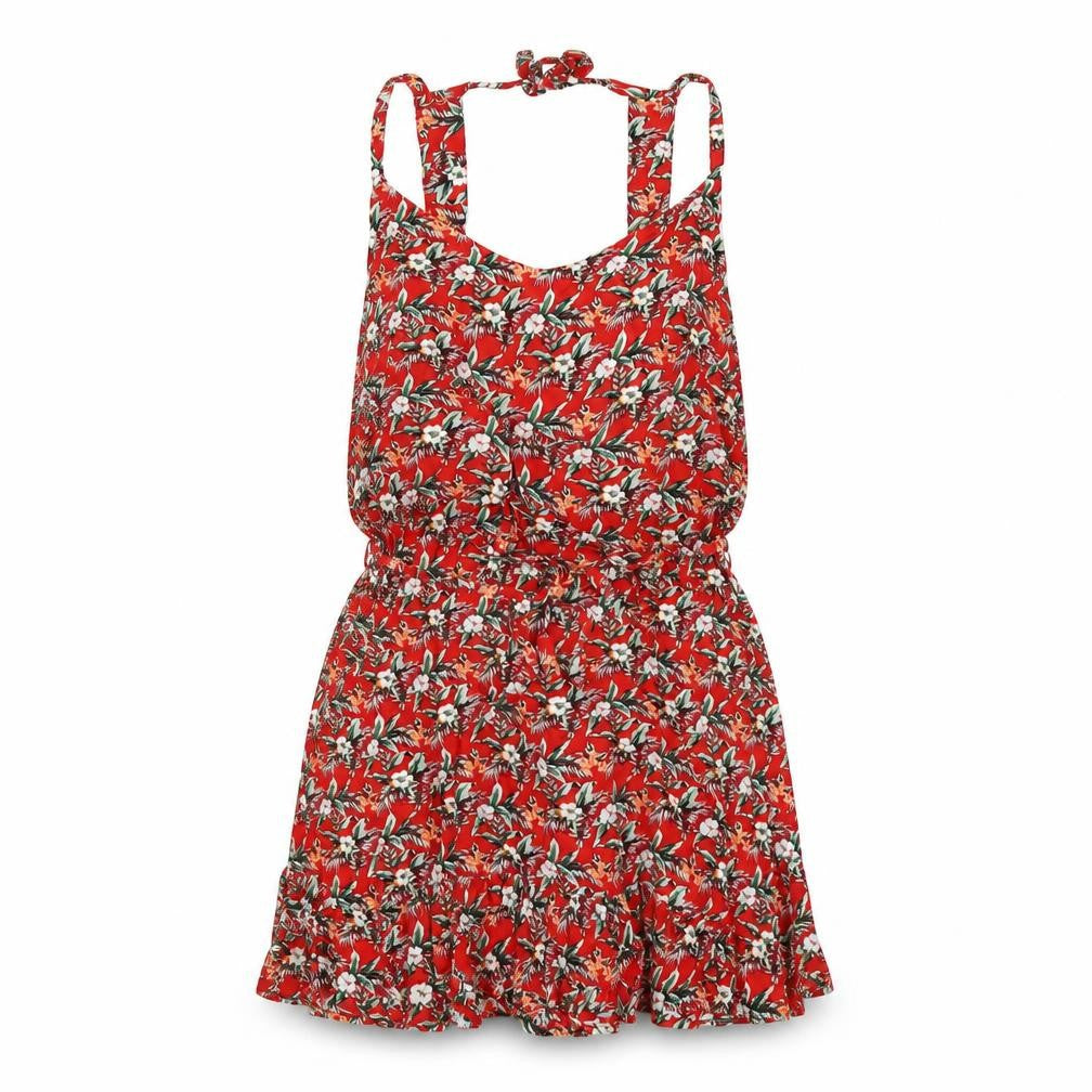 Oasis Womens Red Floral Viscose A-Line Size M V-Neck Pullover