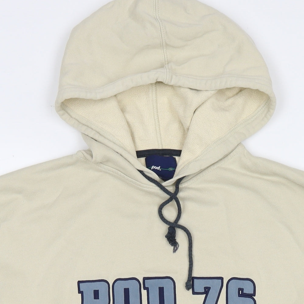 Pod Mens Beige Cotton Pullover Hoodie Size S - Logo