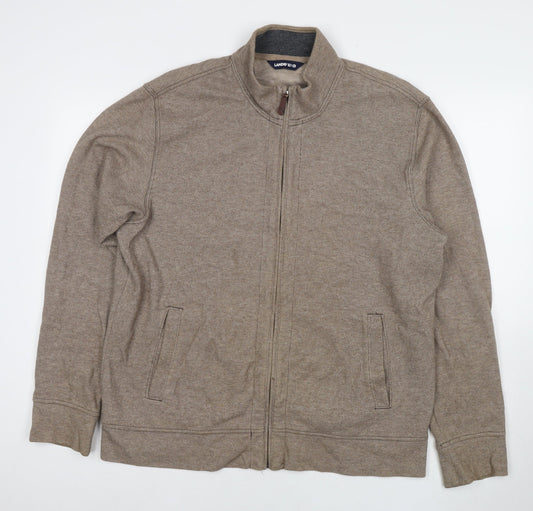 Lands' End Mens Brown Cotton Full Zip Sweatshirt Size L