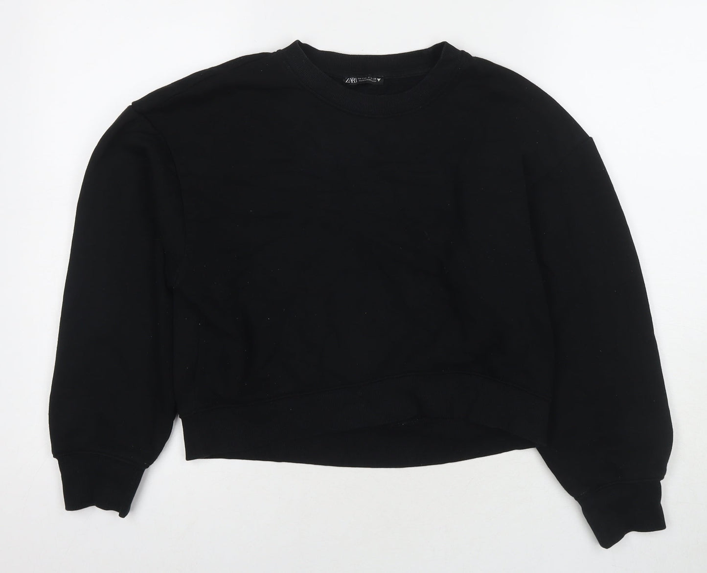Zara Womens Black Cotton Pullover Sweatshirt Size S Pullover