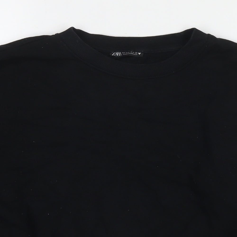 Zara Womens Black Cotton Pullover Sweatshirt Size S Pullover