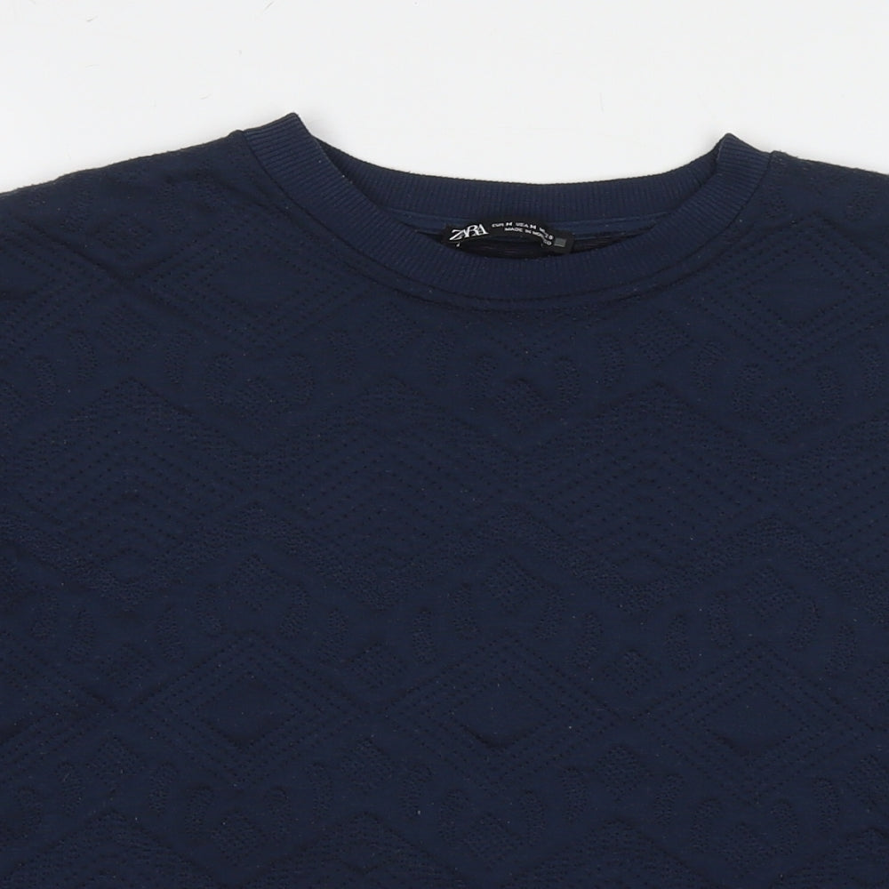 Zara Womens Blue Polyester Pullover Sweatshirt Size M Pullover
