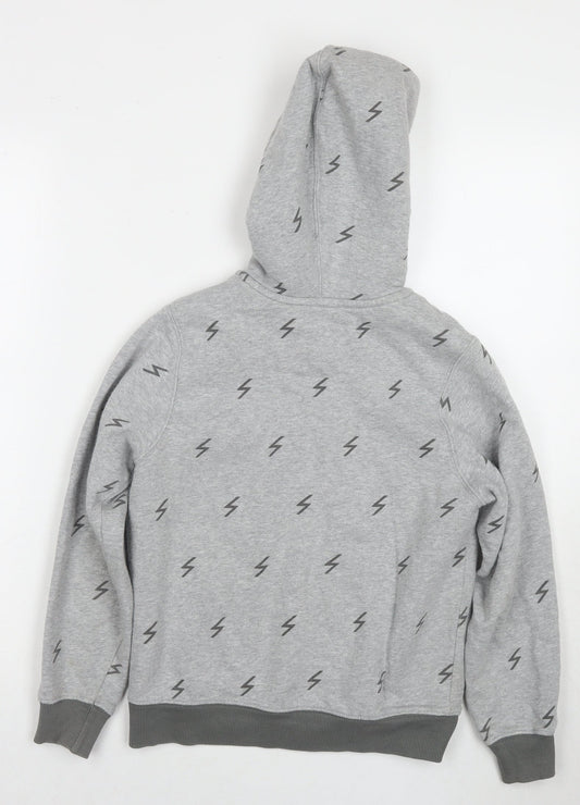 Hanna Andersson Boys Grey Geometric Cotton Full Zip Hoodie Size 8-9 Years Zip - Flash