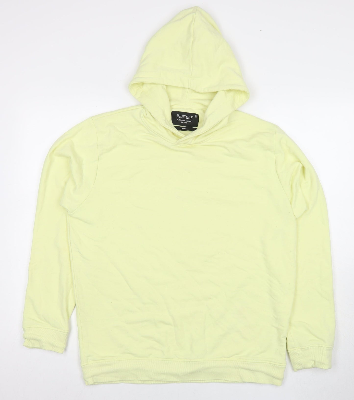 Indicore Mens Yellow Cotton Pullover Sweatshirt Size L