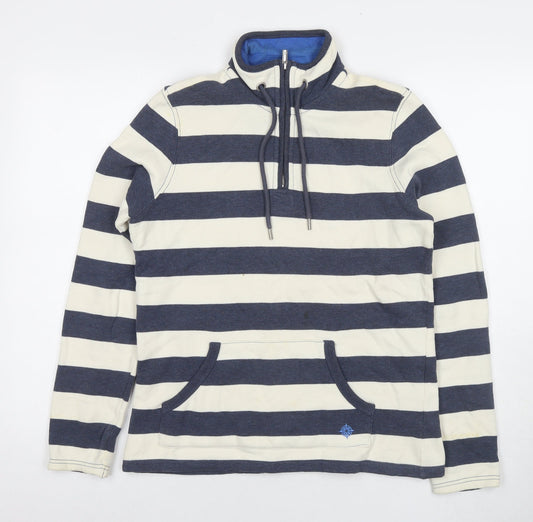 Maine Womens Blue Striped Cotton Pullover Sweatshirt Size 12 Pullover