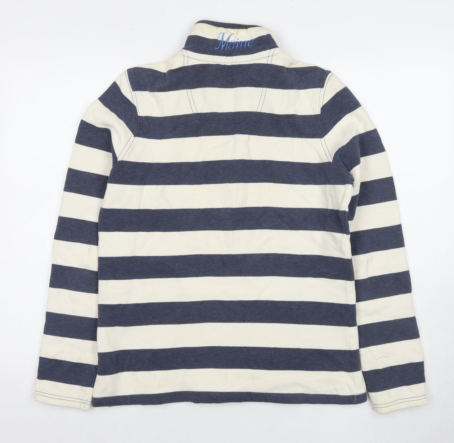 Maine Womens Blue Striped Cotton Pullover Sweatshirt Size 12 Pullover