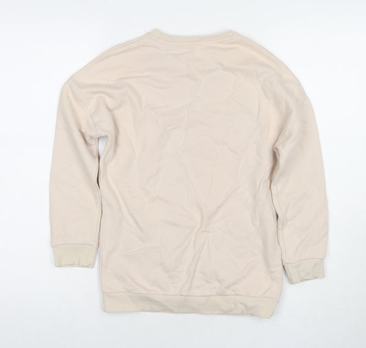 Marks and Spencer Girls Beige Cotton Pullover Hoodie Size 9-10 Years Zip - Butterfly