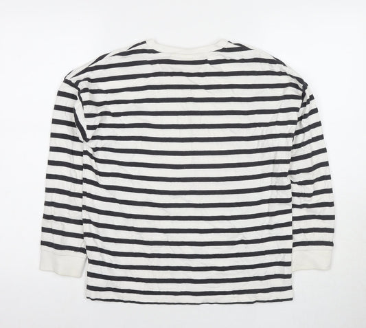 NEXT Girls White Striped Cotton Pullover Sweatshirt Size 11 Years Pullover