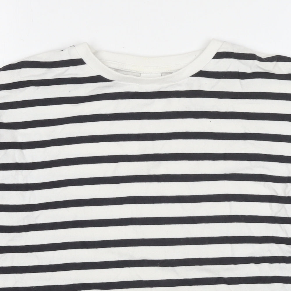 NEXT Girls White Striped Cotton Pullover Sweatshirt Size 11 Years Pullover