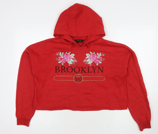 New Look Girls Red Cotton Pullover Sweatshirt Size 14-15 Years Pullover - Brooklyn