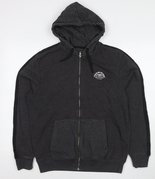 Threadcare Mens Grey Cotton Full Zip Hoodie Size L