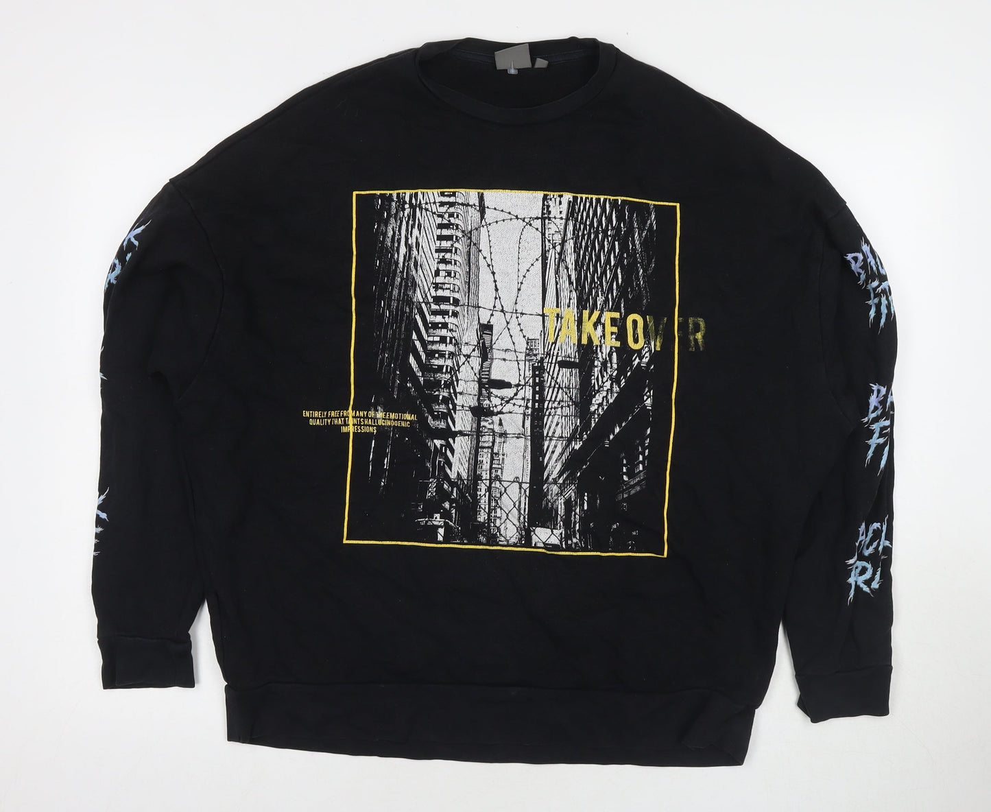 ASOS Mens Black Cotton Pullover Sweatshirt Size S - Takeover