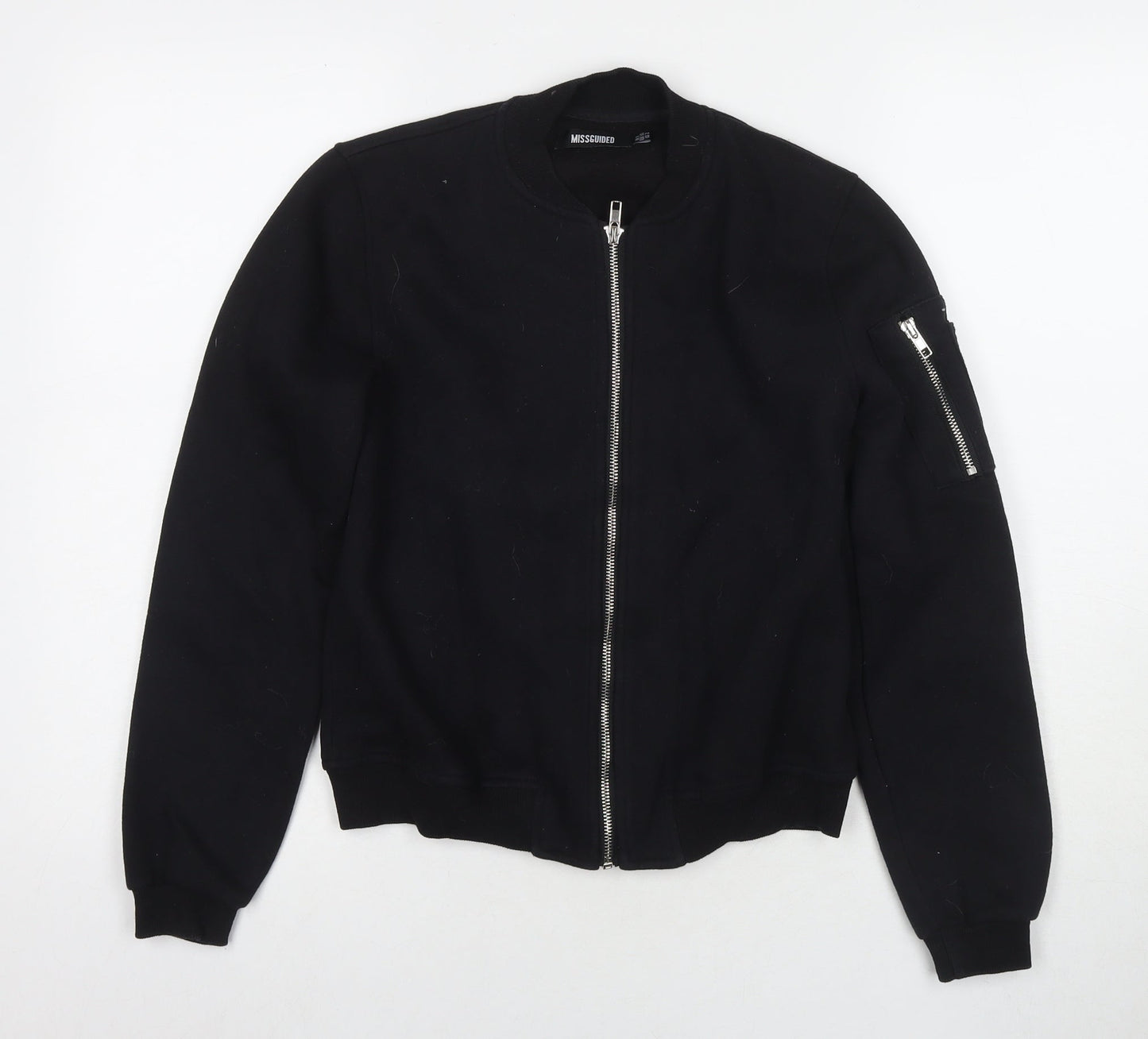 Missguided Womens Black Polyester Full Zip Sweatshirt Size 6 Zip