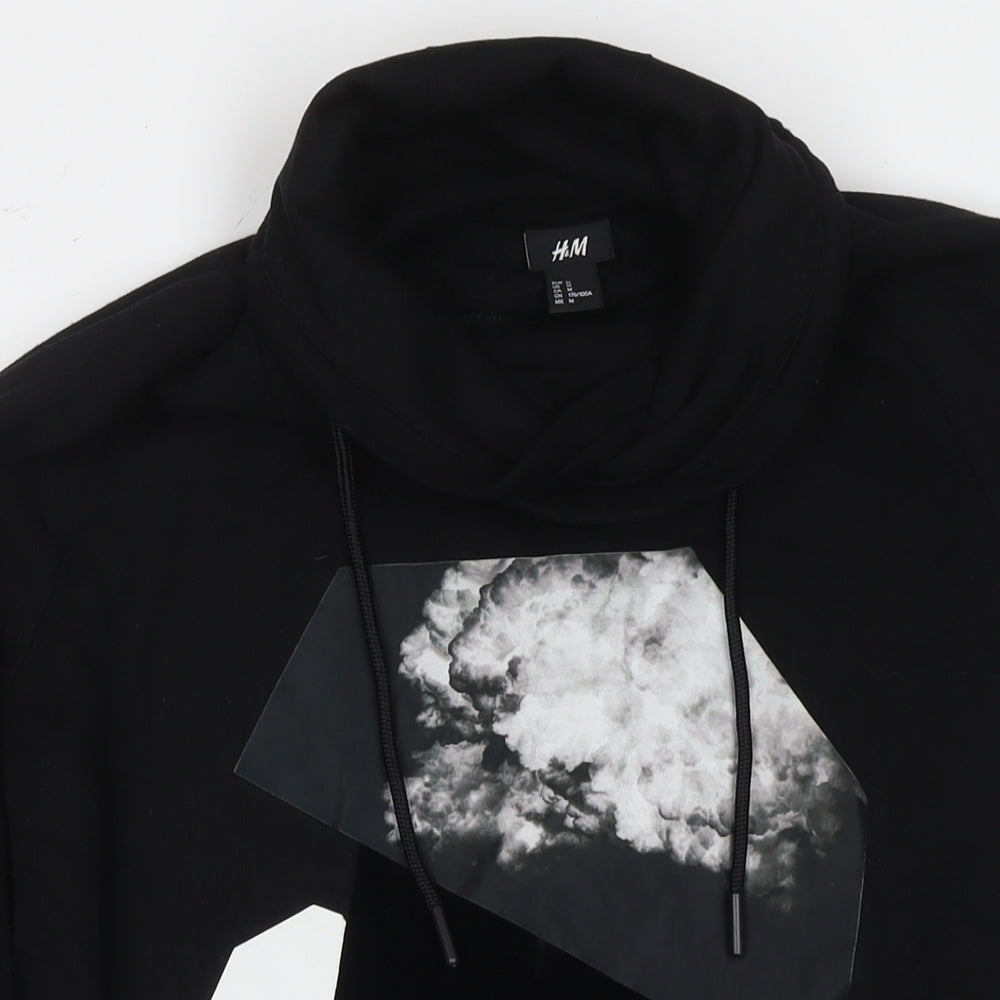 Divided by H&M Mens Black Cotton Pullover Sweatshirt Size M - Geometric Detail