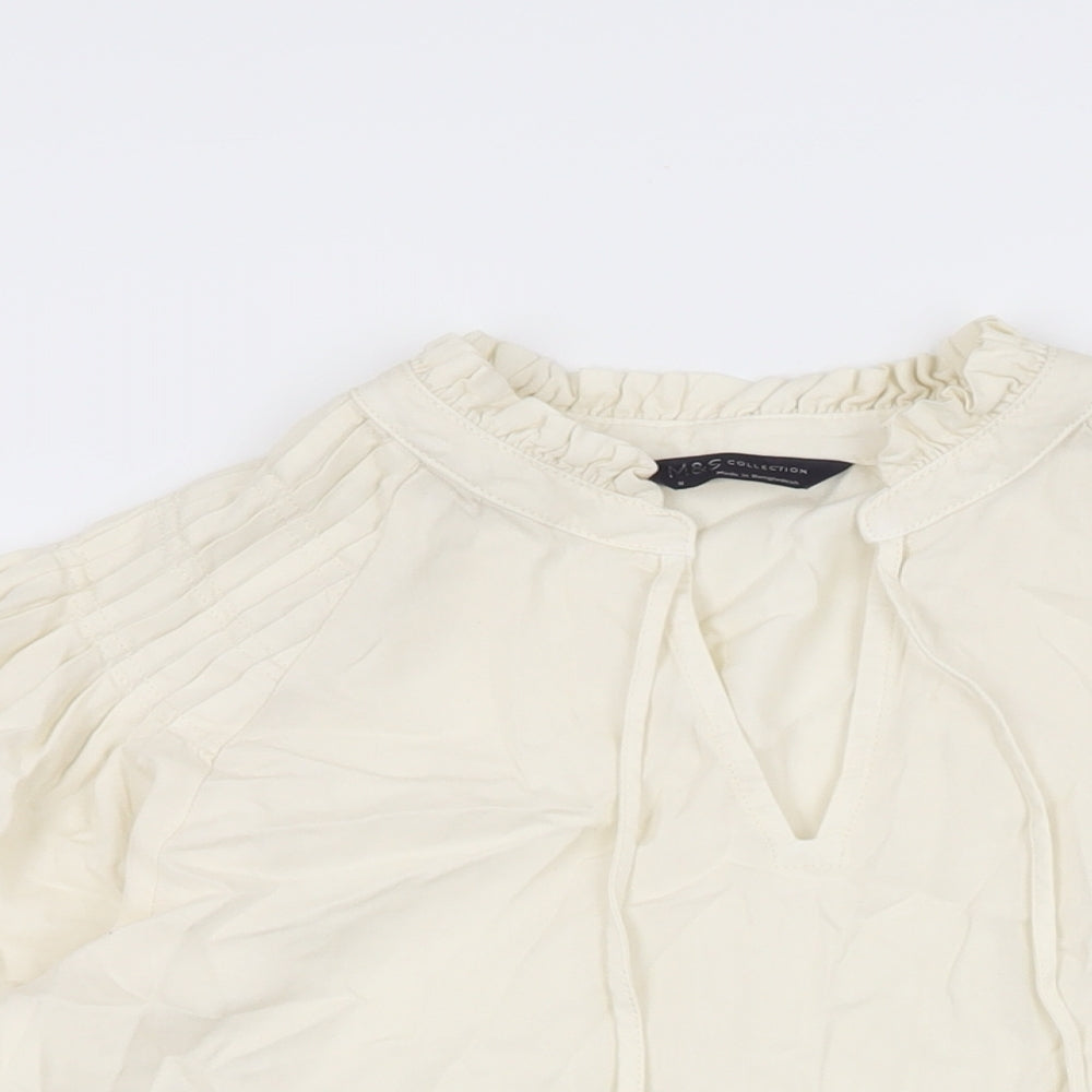 Marks and Spencer Womens Ivory Lyocell Basic T-Shirt Size 8 V-Neck