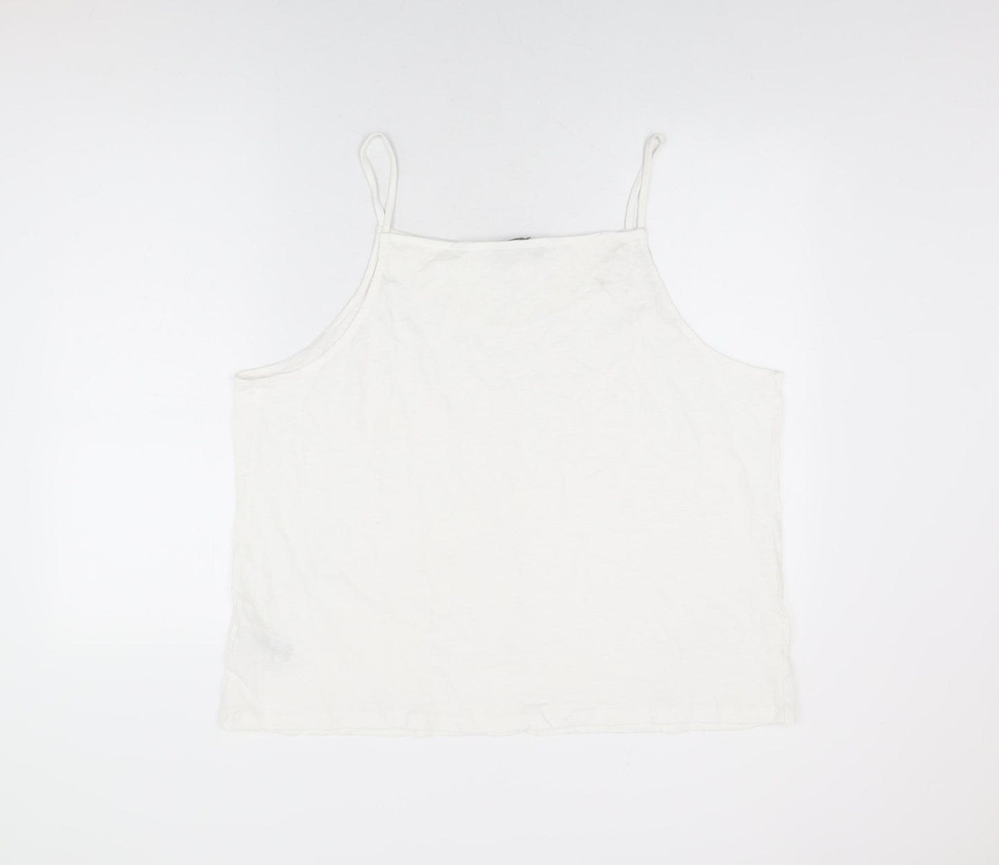Marks and Spencer Womens White Cotton Basic T-Shirt Size 22 Square Neck