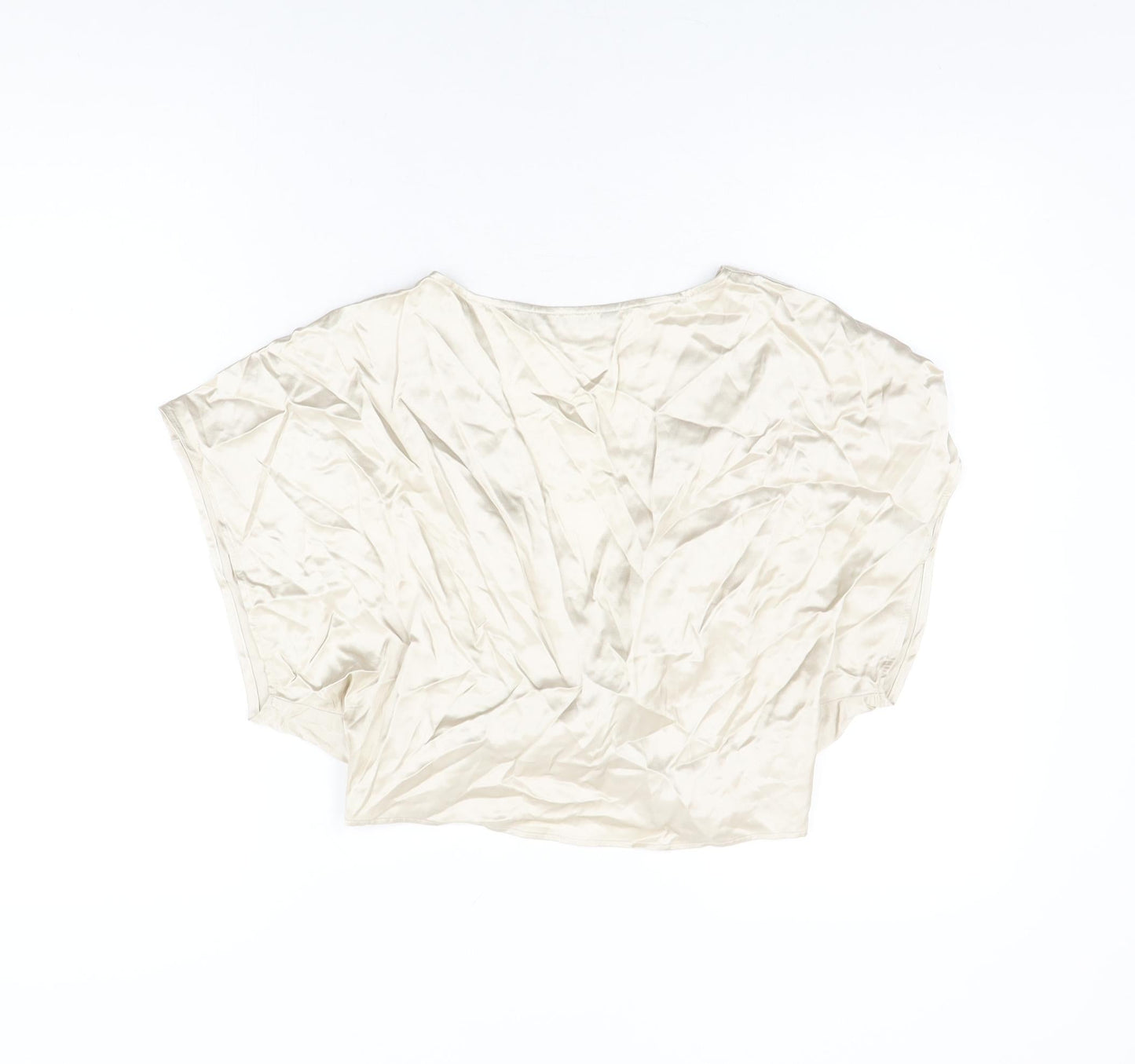 Zara Womens Beige Polyester Cropped Blouse Size L V-Neck