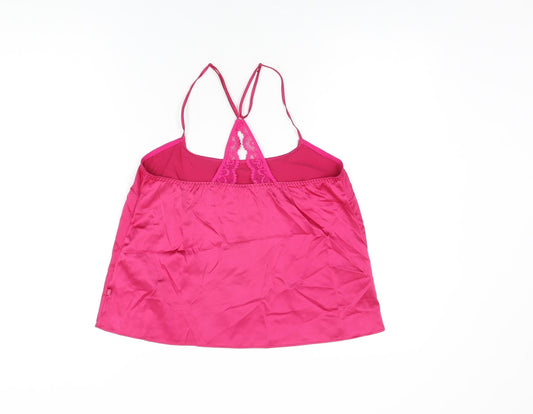 Marks and Spencer Womens Pink Solid Polyester Cami Pyjama Top Size S