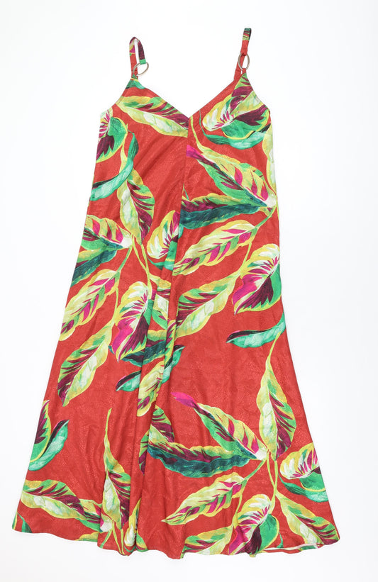 Et Vous Womens Red Geometric Polyester Maxi Size 8 V-Neck Pullover
