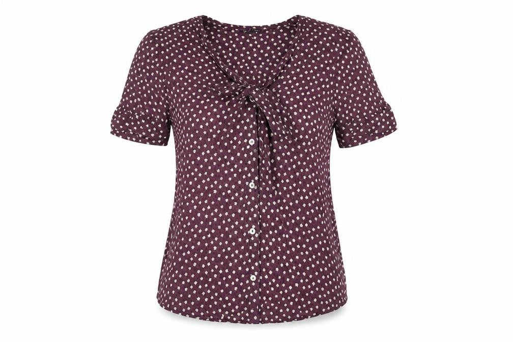 Topshop Womens Purple Floral Cotton Basic Button-Up Size 10 Round Neck
