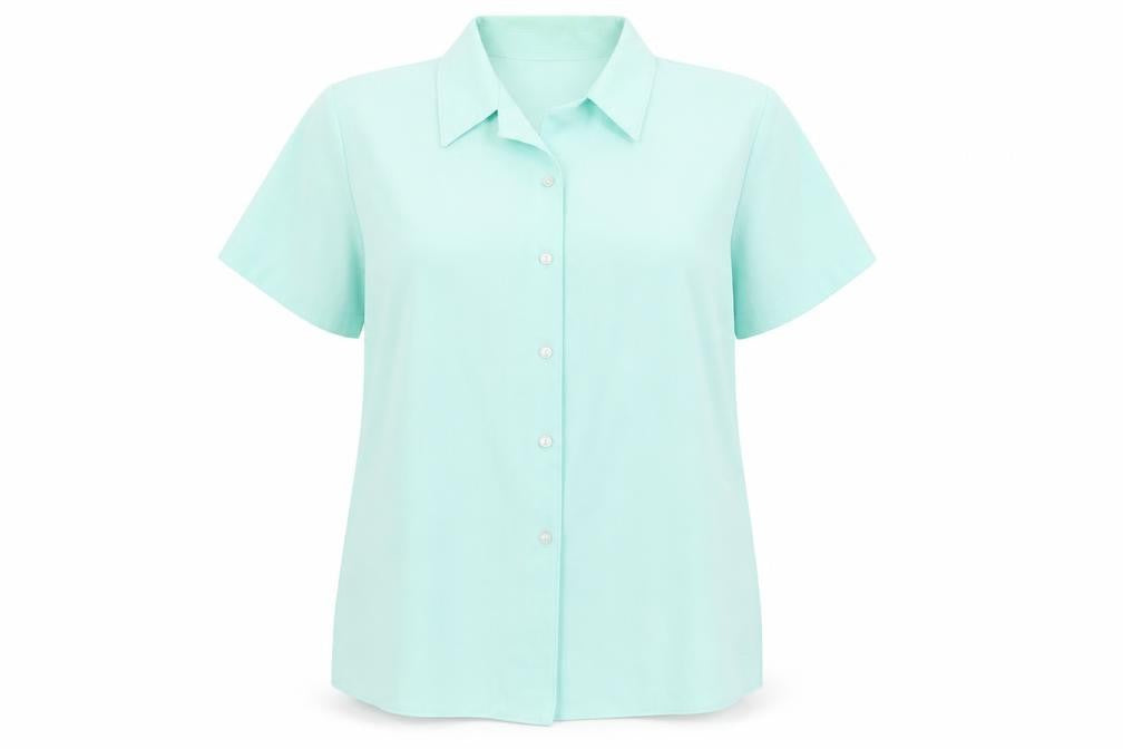 Emma Collection Womens Blue Polyester Basic Button-Up Size 20 Collared