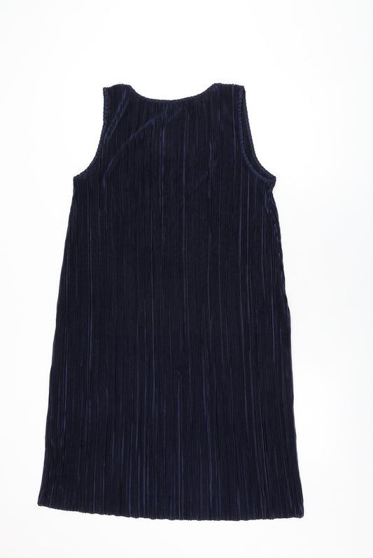 H&M Womens Blue Polyester Shift Size M Scoop Neck Pullover