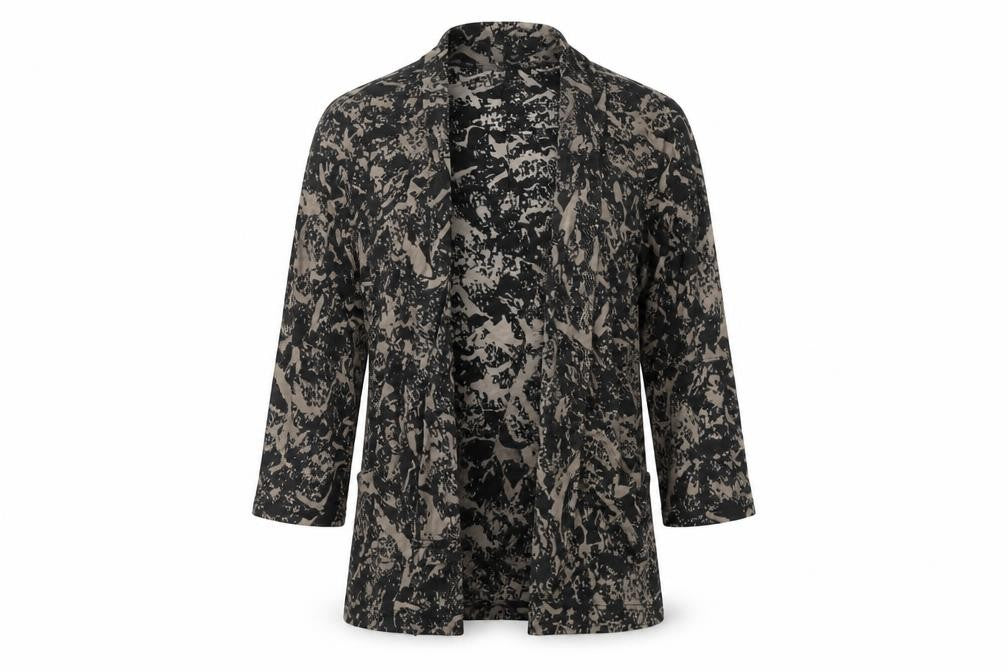Tara Clothing Womens Brown V-Neck Geometric Polyester Cardigan Jumper Size M