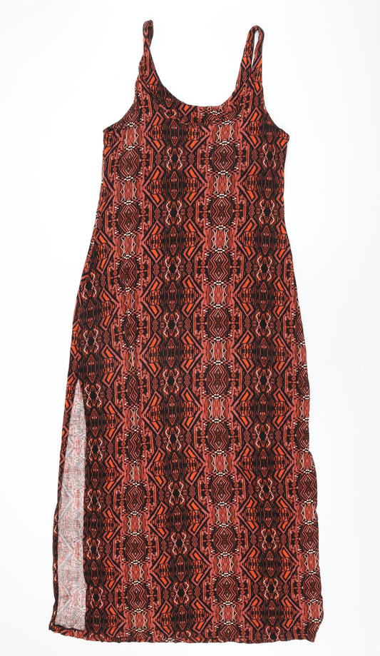 Sportsgirl Womens Red Geometric Viscose Shift Size L Scoop Neck Pullover