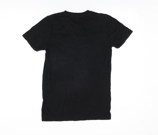 Stranger Things Womens Black Cotton Basic T-Shirt Size S Round Neck