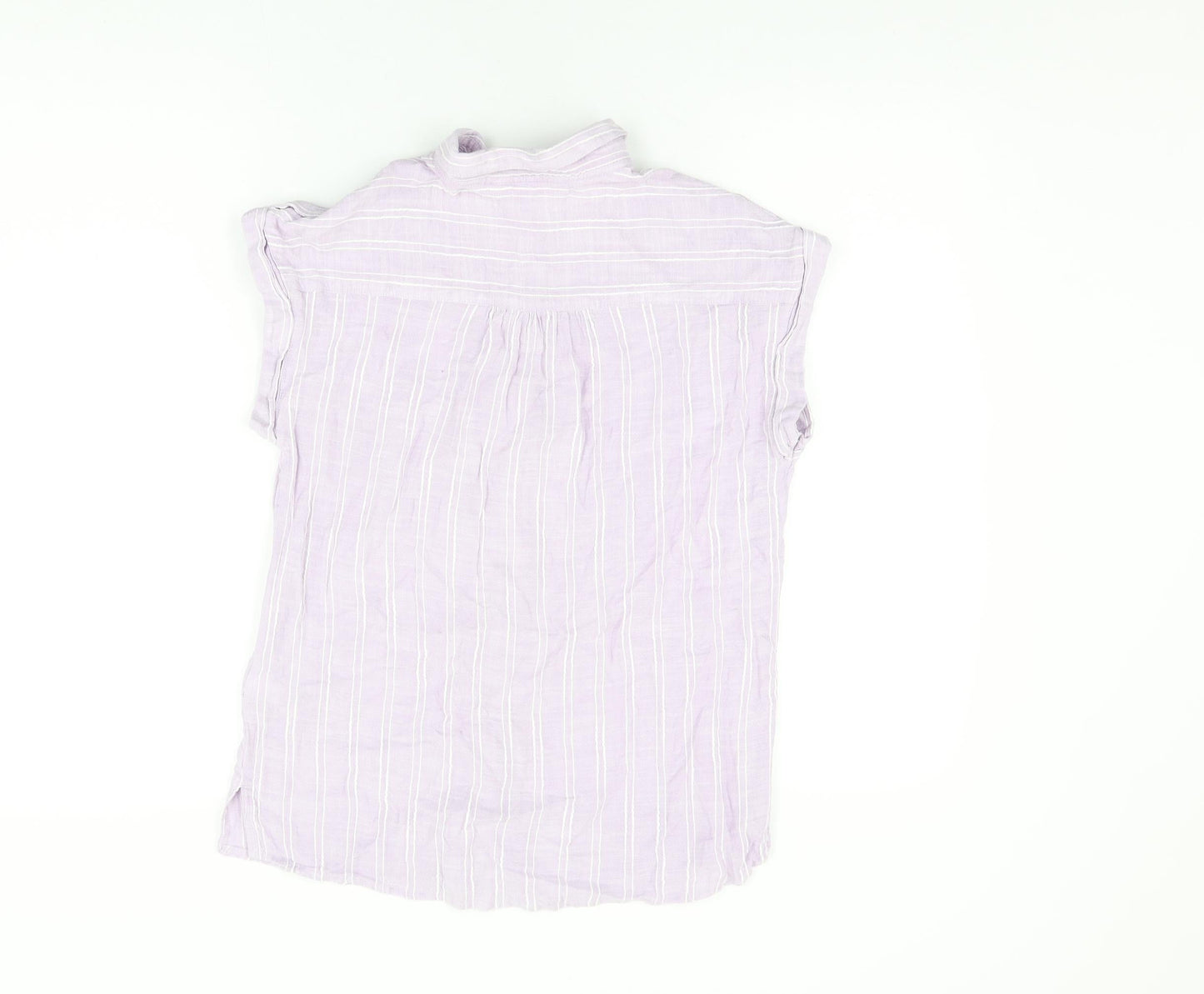 NEXT Womens Purple Striped Viscose Basic Button-Up Size 10 Collared
