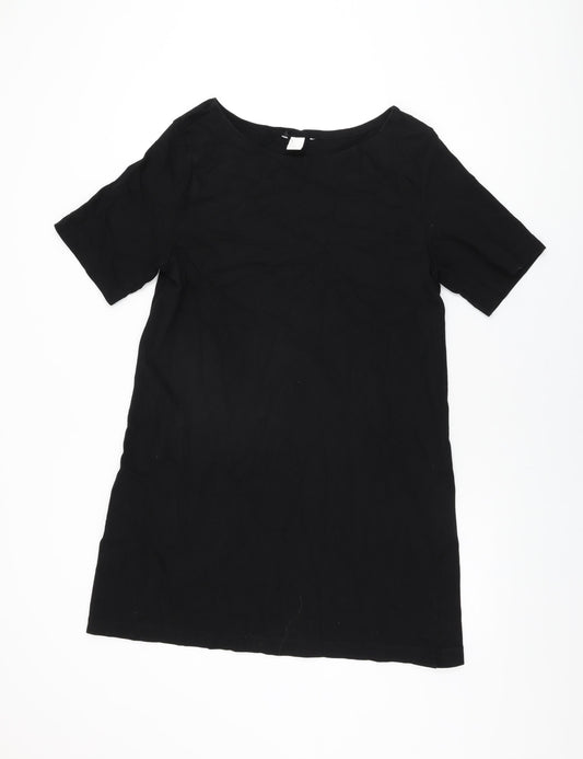 H&M Womens Black Cotton Shift Size M Round Neck Pullover