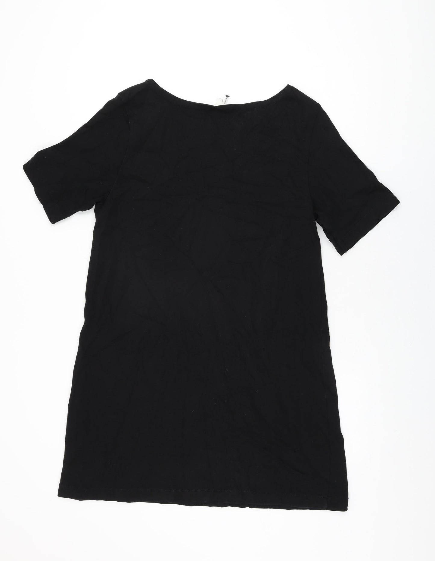 H&M Womens Black Cotton Shift Size M Round Neck Pullover