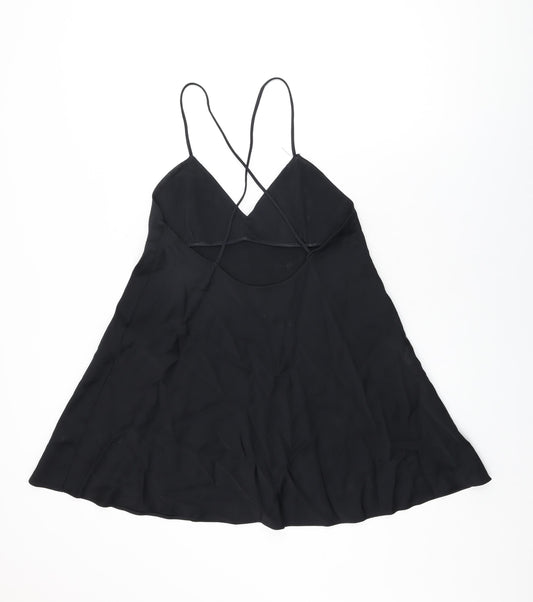 Zara Womens Black Acetate Mini Size L V-Neck Pullover