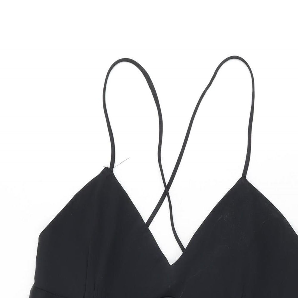Zara Womens Black Acetate Mini Size L V-Neck Pullover