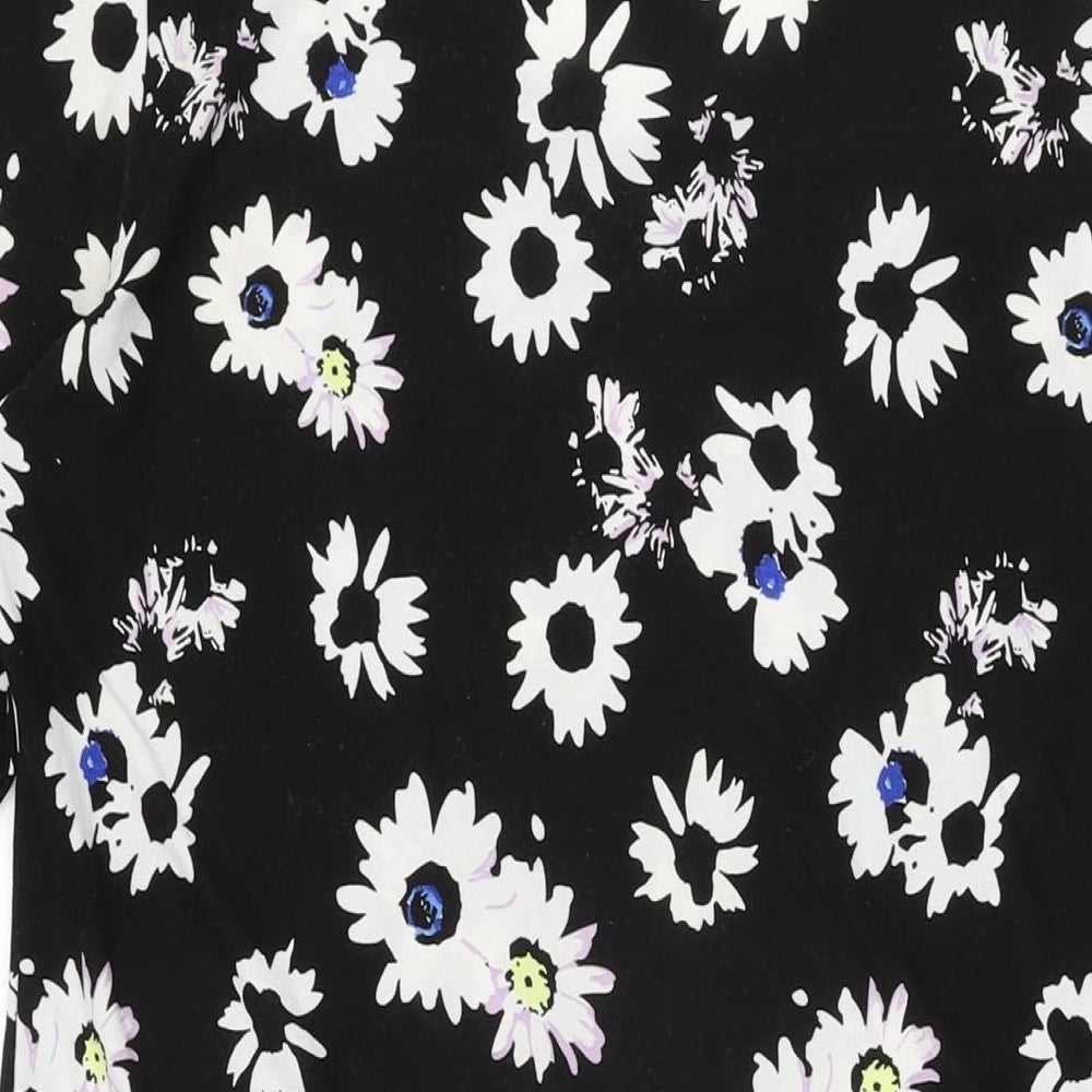 Anthology Womens Black Floral Polyester Shift Size 16 Scoop Neck Pullover