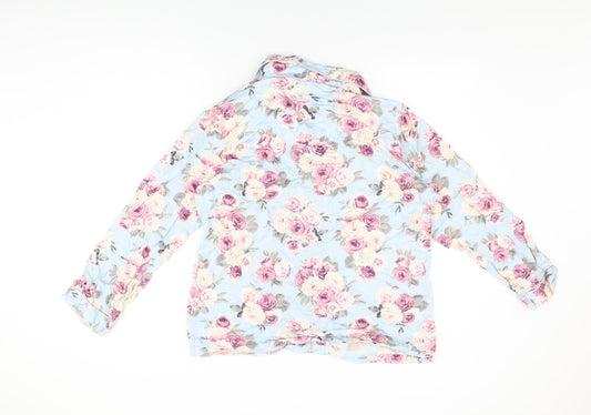 Magnolia Womens Blue Floral Polyester Top Pyjama Top Size M Button