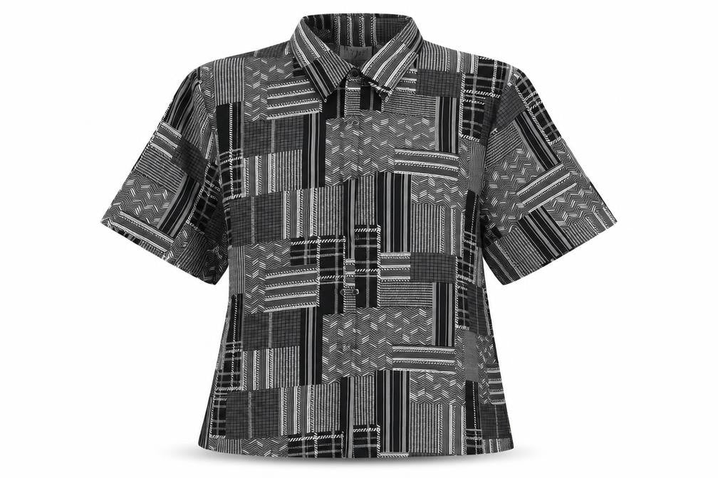 Hilary Womens Black Geometric Polyester Basic Button-Up Size 14 Collared
