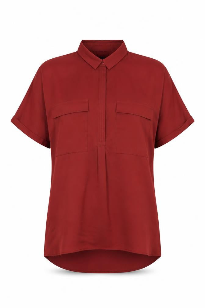 Autograph Womens Red Polyester Basic Blouse Size 14 Collared