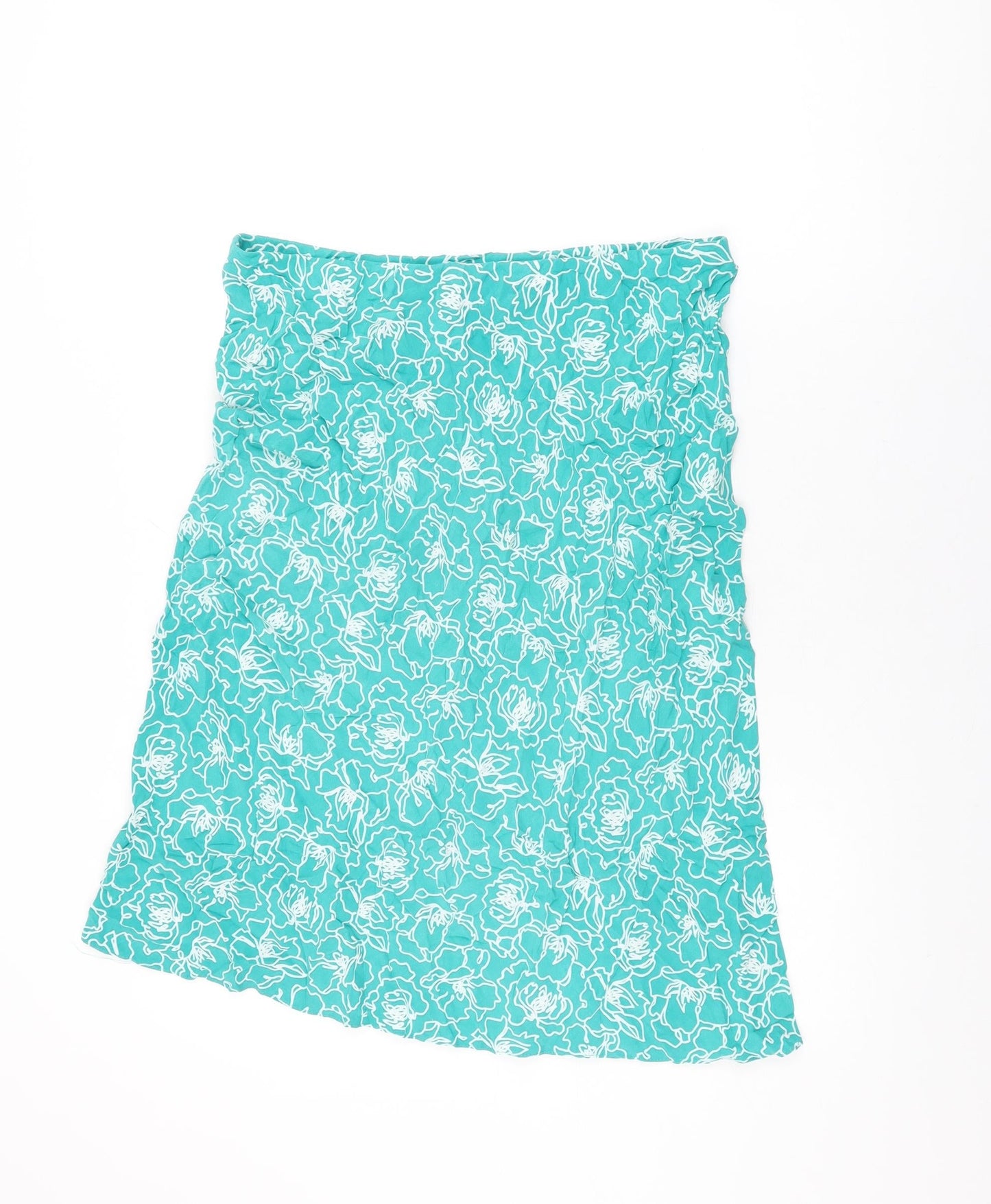 BM Womens Blue Floral Viscose Flare Skirt Size 14