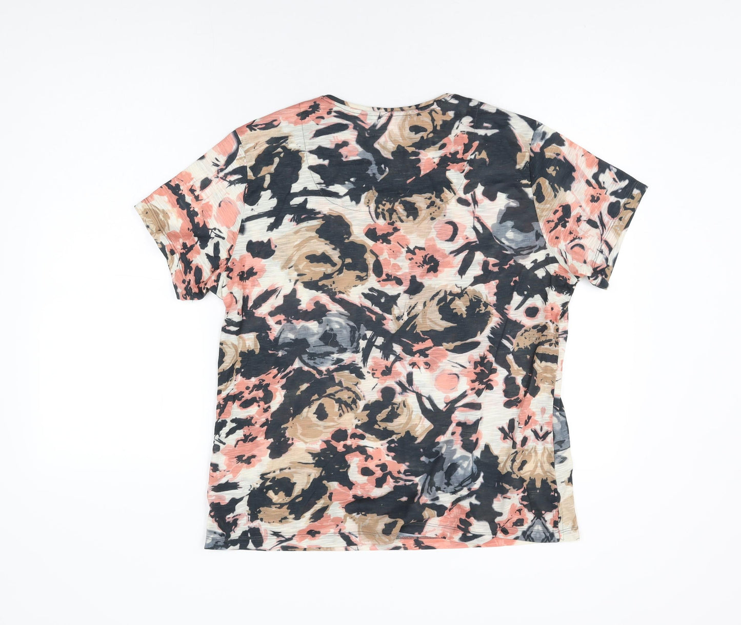 Viz-A-Viz Womens Multicoloured Floral Polyester Basic T-Shirt Size M Round Neck