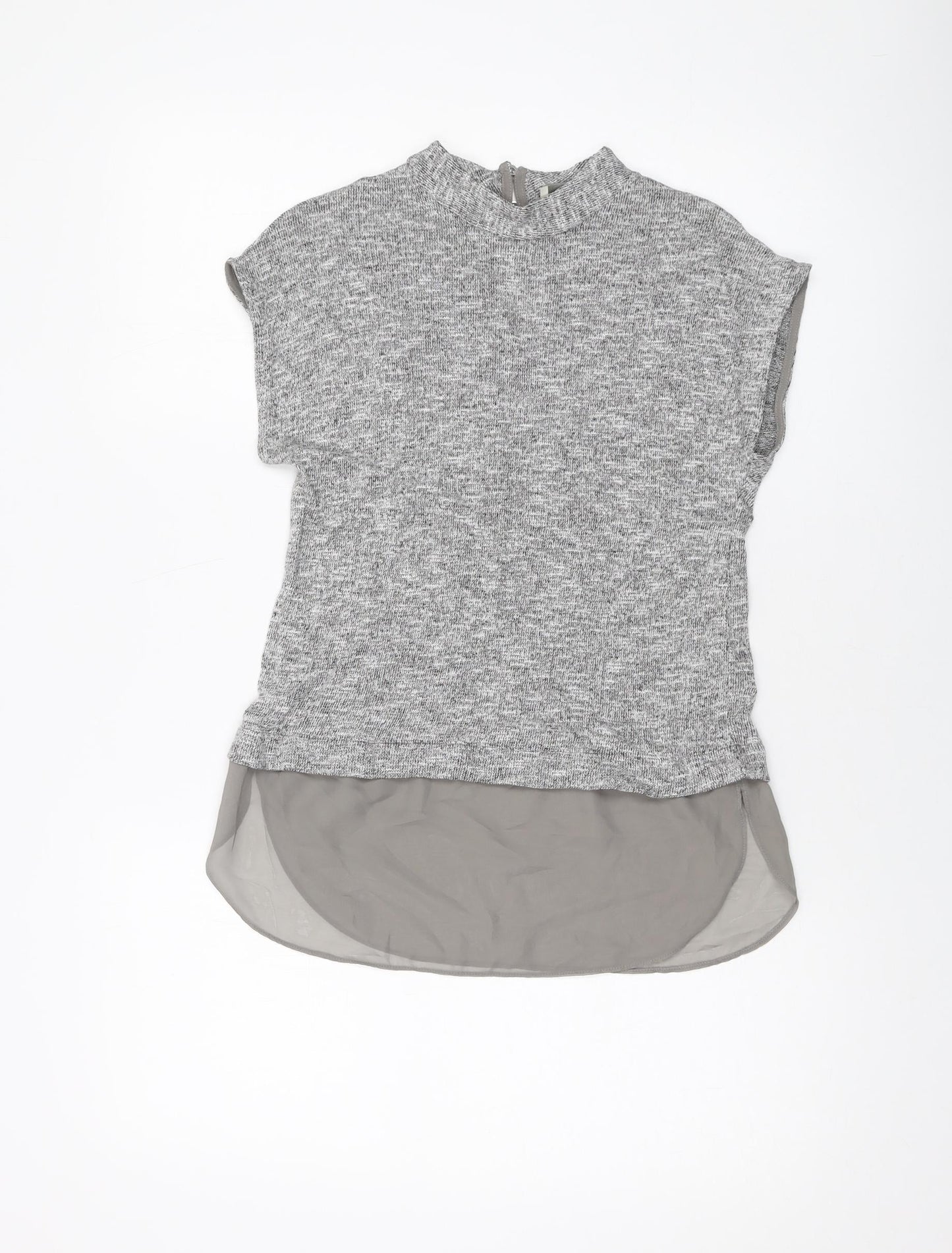 Oasis Womens Grey Viscose Basic T-Shirt Size XS Mock Neck